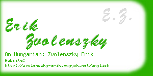 erik zvolenszky business card